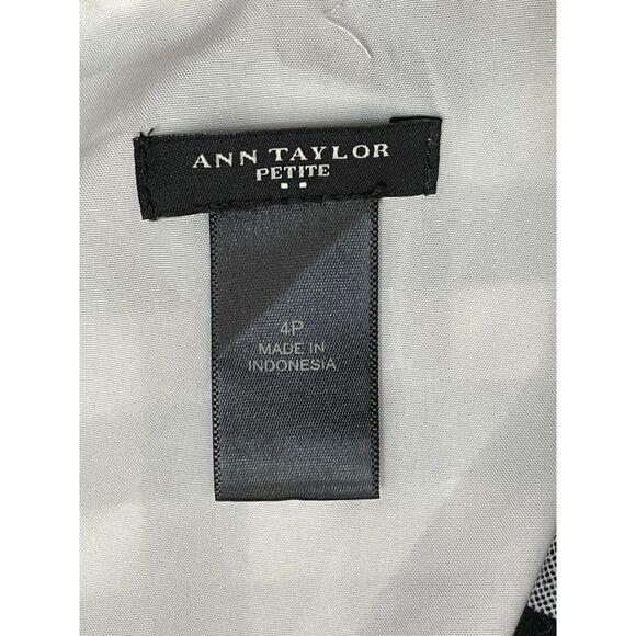 Ann Taylor Women's 4P Black Dress Polyester Plaid Strappy Sleeve Sheath Casual - Picture 4 of 8